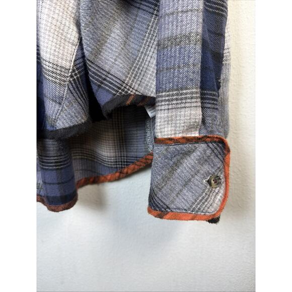 BDG blue plaid cropped flannel shirt oversized streetwear y2k bohemian medium - Picture 4 of 14